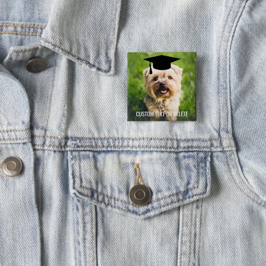 Abschluss Hund tragen Grad Cap Benutzerdefinierter Button (Beispiel)