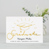 Abschluss Hut Goldkarte Folieneinladung (Stehend vorne)