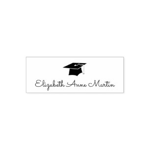 Abschluss-Hut, Mortarboard, der Name des Absolvent Permastempel