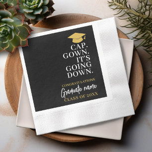 Abschluss Hut Robe Es Geht Los - Name Moderne Grad Serviette