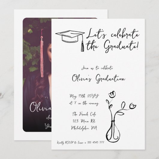 Abschluss im französischen Stil Einladung (Vorne/Hinten)