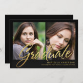 Abschluss-Imitat-Goldfolien-Bürsten-Skript 2019 Einladung (Vorne/Hinten)