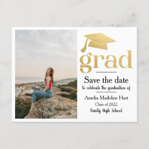 Abschluss Imitate Gold Fossil SAVE THE DATE FOTO Postkarte