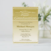 Abschluss Imitate Gold Metallic Einladung (Stehend Vorderseite)