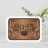 Abschluss in braun und weiß einladung (Stehend Vorderseite)