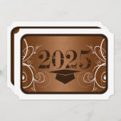 Abschluss in braun und weiß einladung (Vorne/Hinten)