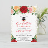 Abschluss in den Farben Rot und Gelb Einladung (Stehend Vorderseite)