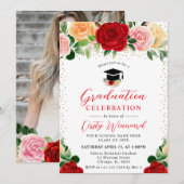 Abschluss in den Farben Rot und Gelb Einladung (Vorne/Hinten)