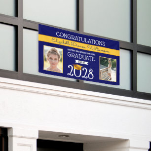 Abschluss in den Schulfarben Blau und Gelb Banner