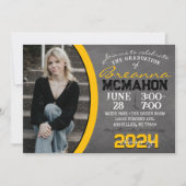 Abschluss in Gelb und Schwarz Einladung (Vorderseite)