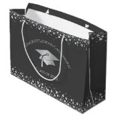 Abschluss in Grau und Silber Große Geschenktüte (Rückseite Schrägansicht)