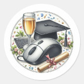 Abschluss in Informatik und Informationstechnologi Runder Aufkleber (Vorderseite)