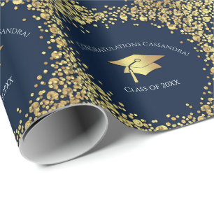 Abschluss in Navy Blau und Gold Geschenkpapier