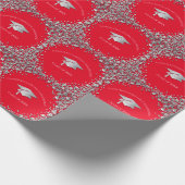 Abschluss in Rot und Silber Geschenkpapier (Ecke)