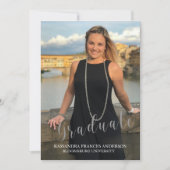 Abschluss in Silver Script Foto Abschluss Einladung (Vorderseite)