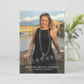 Abschluss in Silver Script Foto Abschluss Einladung (Stehend Vorderseite)