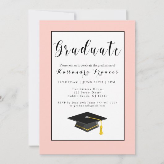 Abschluss in Silver Script Foto Abschluss Einladung (Rückseite)