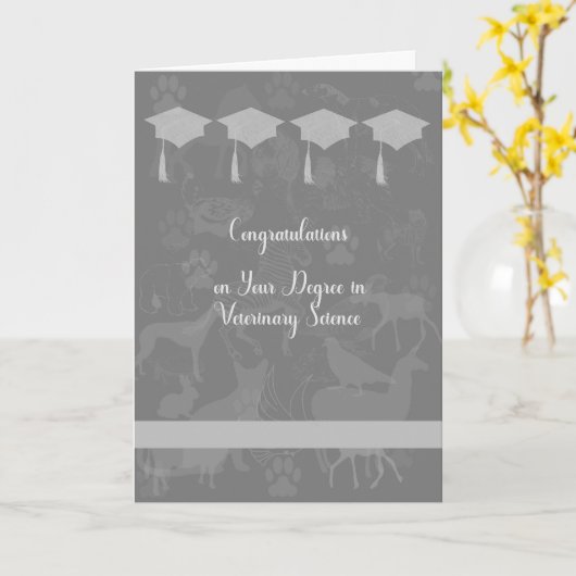 Abschluss in Veterinary Science Card, grau Karte (Gelbe Blume)