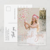 Abschluss | Individuelle elegante Skript-Foto-Dank Postkarte (Vorne/Hinten)