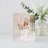 Abschluss | Individuelle elegante Skript-Foto-Dank Postkarte (Stehend Vorderseite)