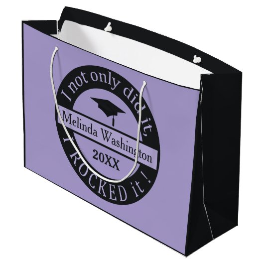 Abschluss individuelle Name & Jahresgeschenktasche Große Geschenktüte (Rückseite Schrägansicht)