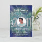 Abschluss Invitation Blue Disco 1 Einladung (Stehend Vorderseite)