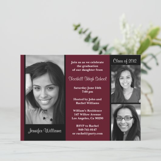 Abschluss Invitation Class of 2012 Einladung (Stehend Vorderseite)