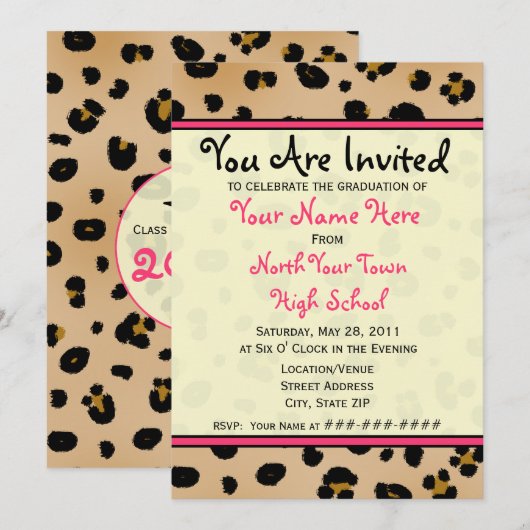 Abschluss Invitation - Leopard-Klasse 2011 Einladung (Vorne/Hinten)