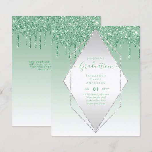 ABSCHLUSS INVITES - Driving Glitzer Girly Glamour (Vorne/Hinten)
