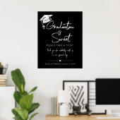 Abschluss ist Sweet Minimalistisches Schwarz-weiße Poster (Heimbüro)