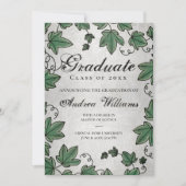 Abschluss Ivy mit Silver Black Script Grad Party Einladung (Vorderseite)