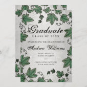 Abschluss Ivy mit Silver Black Script Grad Party Einladung (Vorne/Hinten)