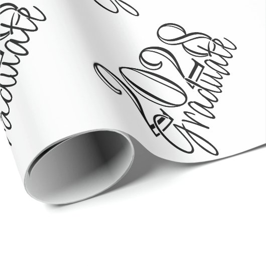 Abschluss Jahr | Basic Black on White Celebration Geschenkpapier (Rolleneckpunkt)