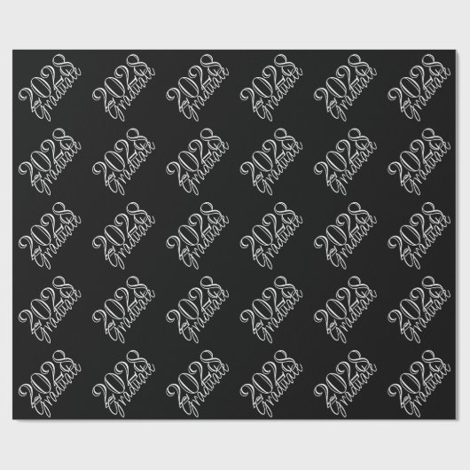 Abschluss Jahr | Basic Black on White Celebration Geschenkpapier (Flach)
