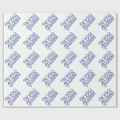 Abschluss Jahr | Basic White on Blue Celebration Geschenkpapier (Flach)