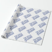 Abschluss Jahr | Basic White on Blue Celebration Geschenkpapier (Ungerollt)