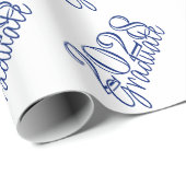 Abschluss Jahr | Basic White on Blue Celebration Geschenkpapier (Rolleneckpunkt)