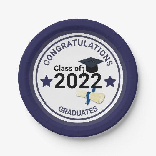 Abschluss Jahr elegant Klasse 2022 Pappteller (Vorderseite)