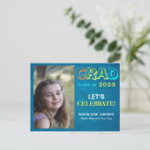 Abschluss Jahr farbenfrohe Mittelstufe Foto Postkarte (Stehend Vorderseite)