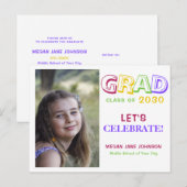 Abschluss Jahr farbenfrohe Mittelstufe Foto Postkarte (Vorne/Hinten)