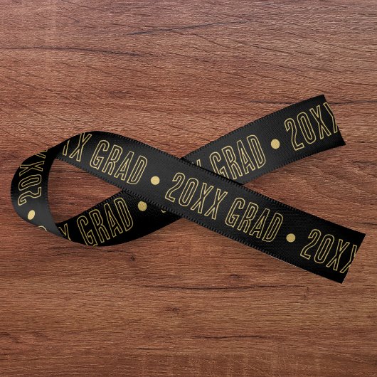 Abschluss Jahr Schwarz & Gold-Muster Satinband