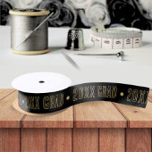 Abschluss Jahr Schwarz & Gold-Muster Satinband