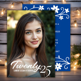 Abschluss Jahr und Foto Blauer Abschluss Party Einladung