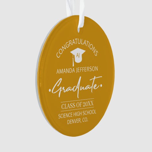 Abschluss | Jahrgang und FOTO in der Schule orange Ornament (Vorderseite)