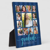 Abschluss K-12 Foto Collage Navy Blue Script Fotoplatte (Seite)