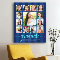 Abschluss K-12 Foto Collage Navy Blue Script