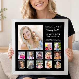 Abschluss K-12 FotoCollage Custom School Colors Poster