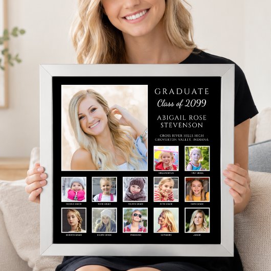 Abschluss K-12 FotoCollage Custom School Colors Poster