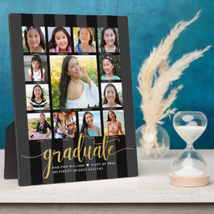 Abschluss K-12 Fotocollage Gold Schwarzes Script Fotoplatte