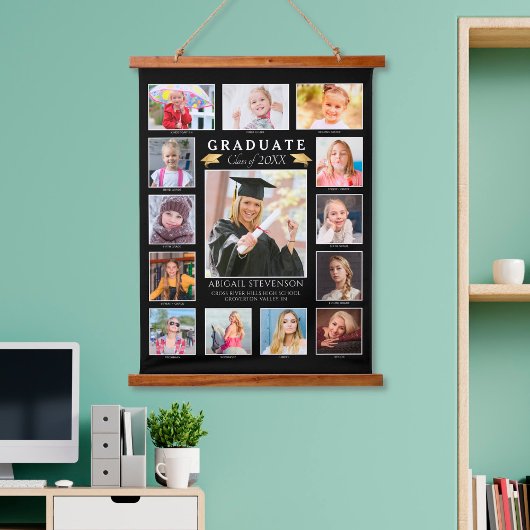 Abschluss K-12 Fotocollage Graduate Keepake Wandteppich Mit Holzrahmen